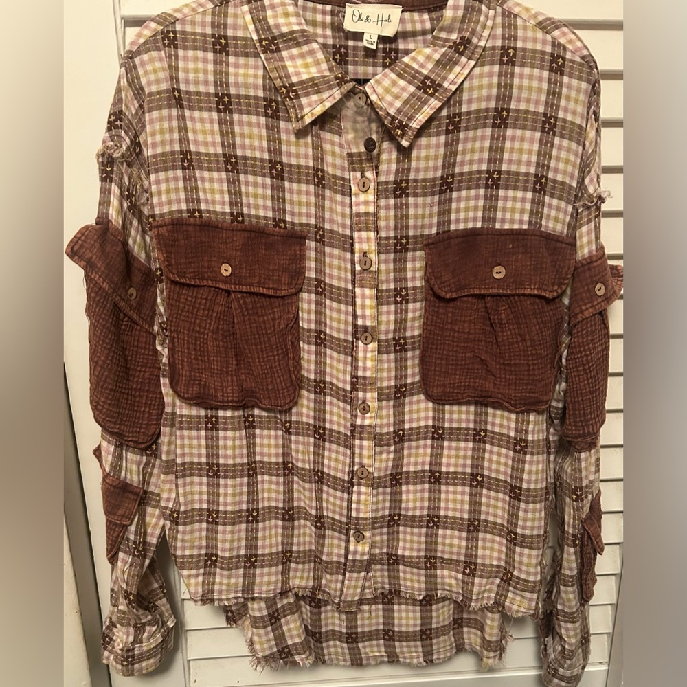 Oli & Hali Brown and Cream Plaid  Shirt